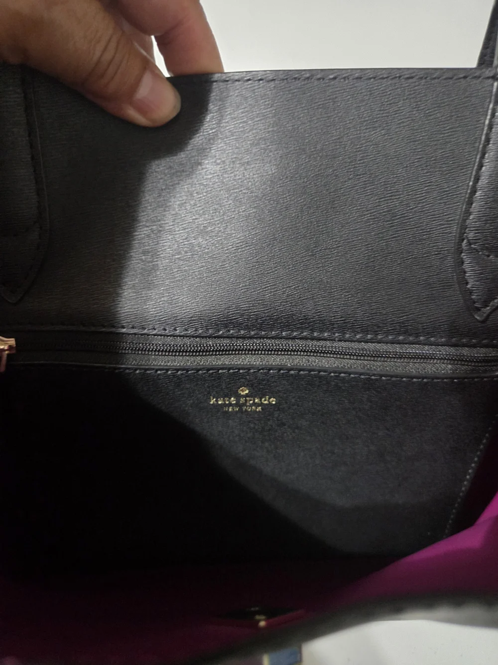Kate Spade NY Kaci Black/Fushia Leather Medium Tote Bag